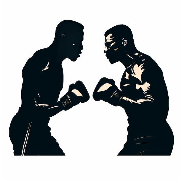 The Mighty Duet Dominant Black Men's Boxing Silhouette Bez tła