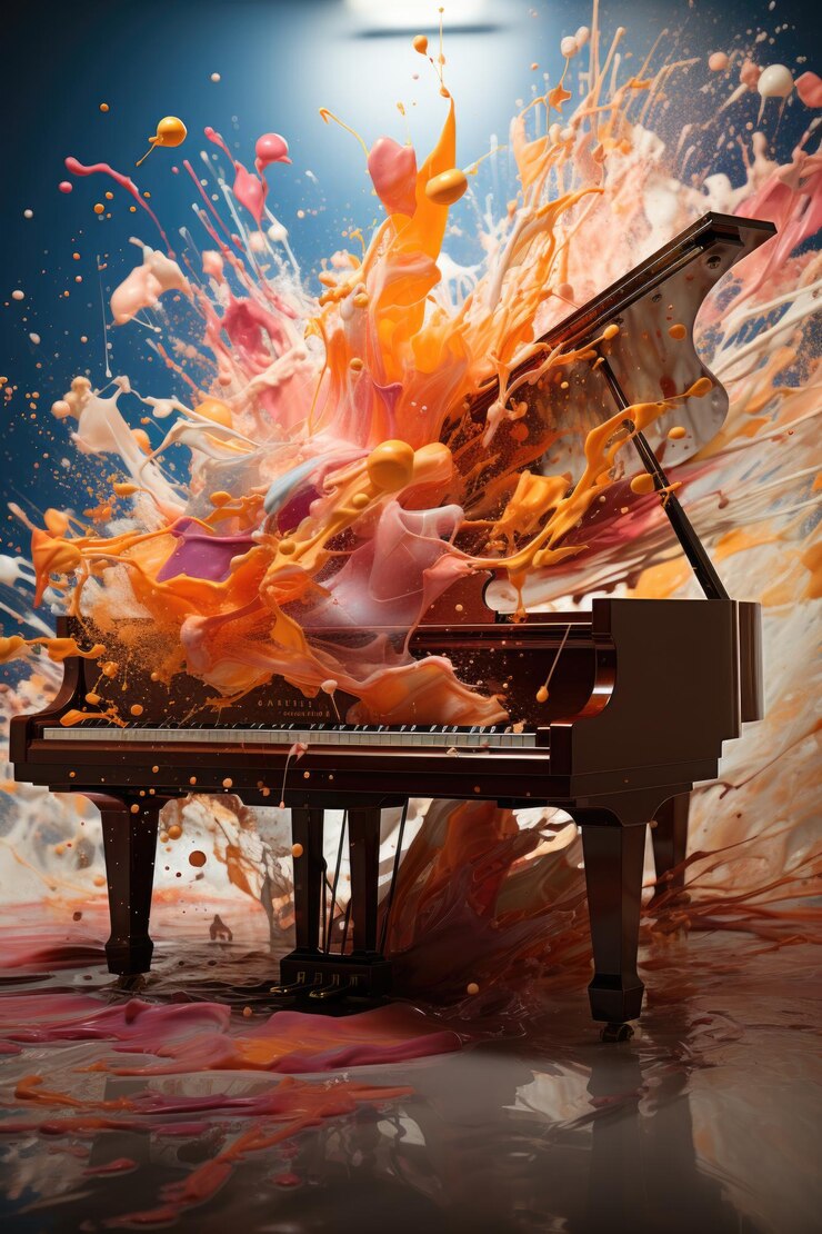 The Sound of Passion Piano in Splash Color Koncert eksportowy na generatywnym IA białego funduszu