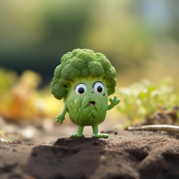 The Veggie Hero uroczy PixarInspired Green Broccoli z chrupiącymi szklanymi oczami