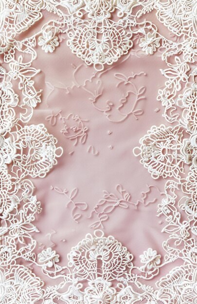 Zdjęcie there is a pink cake with white lace on it generative ai