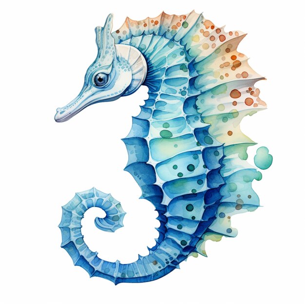 Zdjęcie there is a watercolor painting of a seahorse with polka dots generative ai