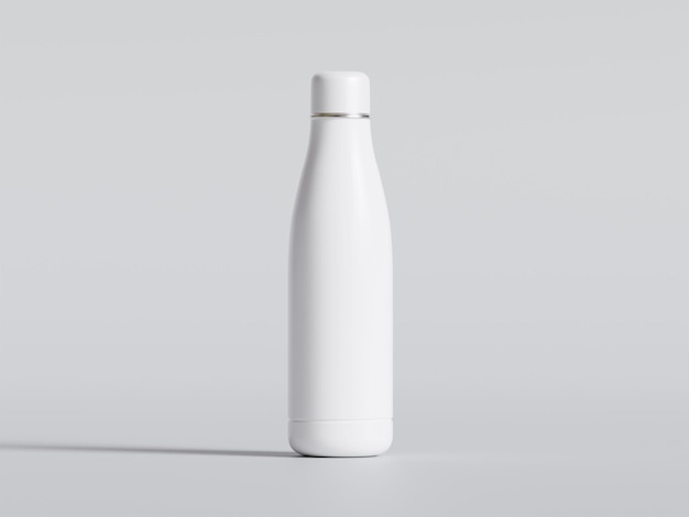 Thermal Sport Water Bottle 3D Rendering Biały pusty kolor na szarym tle