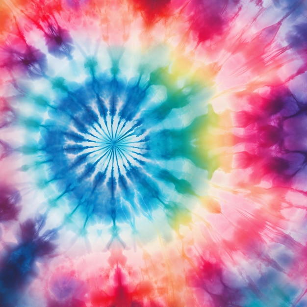 Tie Dye to wielokolorowy spiralny projekt z środkowym generatywnym ai.