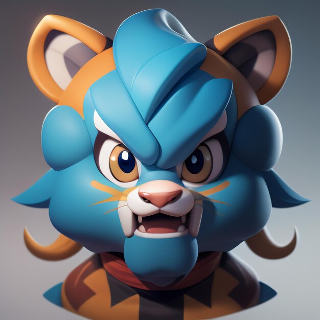 Tiger animowany zwierzę ikonowy obraz uroczy komiks styl dzikie zwierzę ilustracja 3D rendering C4D