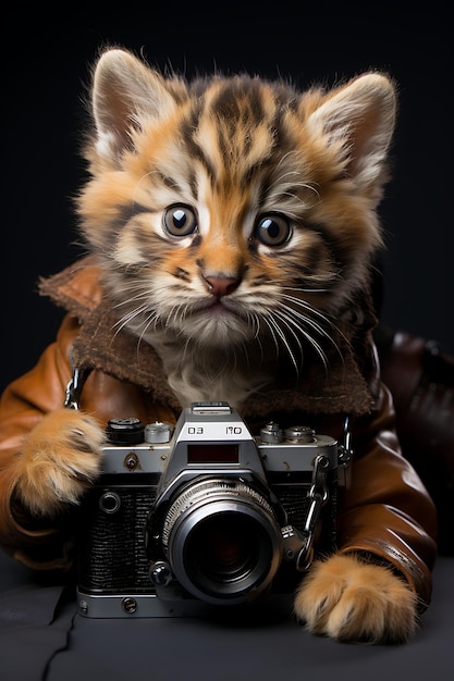 Tiger Cub robi zdjęcie swoim aparatem