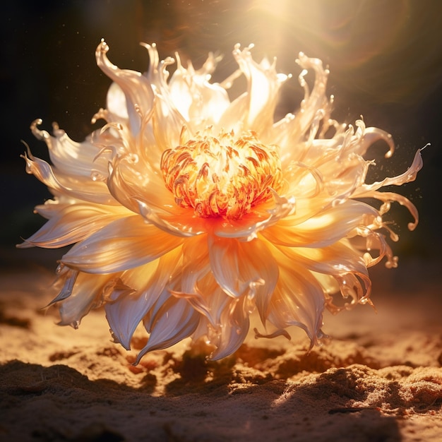 Zdjęcie timelapse kwiatu kwitnącego i jego płatków rozciągających się w świetle słońca