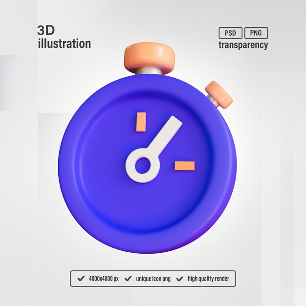 Zdjęcie timer stopwatch zarządzanie czasem koncepcja interfejs użytkownika ikona wyodrębniony renderowanie 3d ilustracja