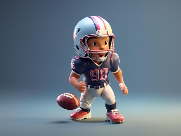 Tiny cute izometrycznego renderowania 3d mały gracz futbolu amerykańskiego Rysunek