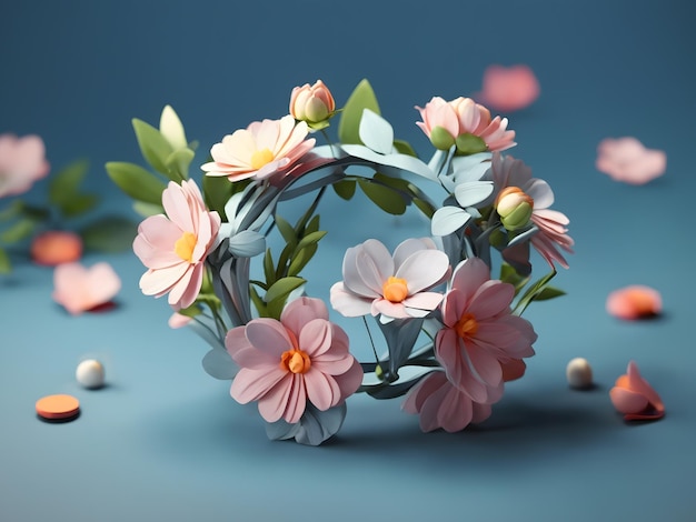 Tiny cute izometryczny renderowania 3d Kwiat