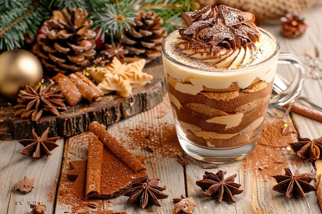 Tiramisu w przytulnym zimowym obiedzie.