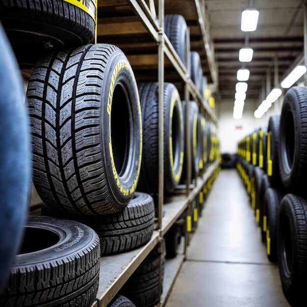 Tires Stored in a Warehouse