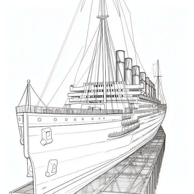 Zdjęcie titanic statek z dużym statkiem z przodu