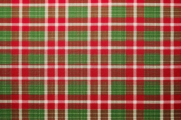 Tkanina w czerwono-zieloną kratę z napisem „Boże Narodzenie”.