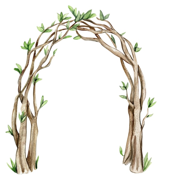 Tkany łuk gałęzi dla wróżki Akwarela ręcznie rysowane ilustracji