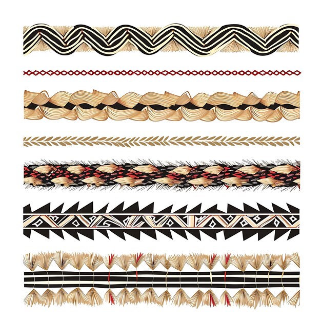 Zdjęcie tkany straw borderlines design z naturalnymi wzorami i ramą raf border tatuż kultury narodowej