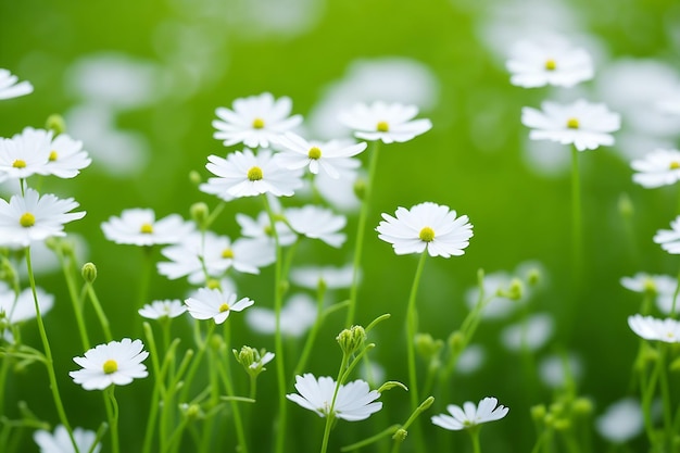 tła kwiatu małe białe kwiaty na łące z bliska bokeh