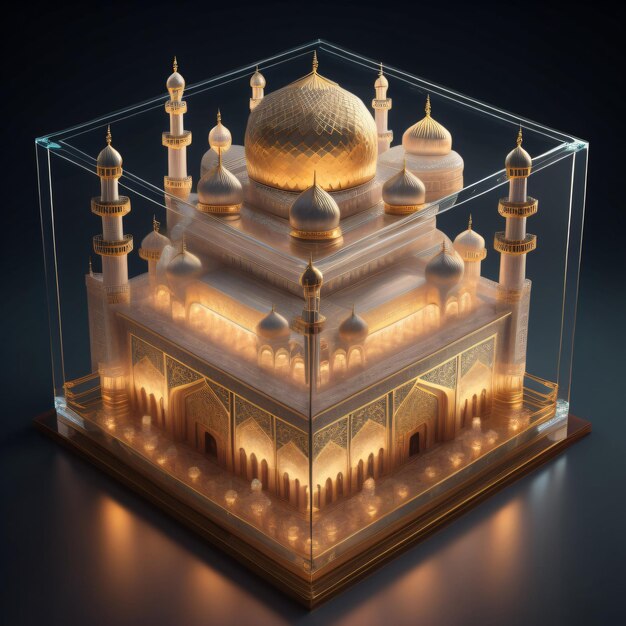 Tła złotych i kolorowych kopuł islamskich meczetów i latarni morskich Motywy islamskie