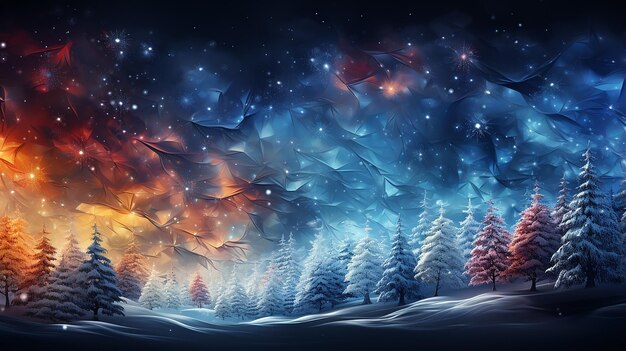 tło_banner_beautiful_rainbow_snowflakes_winte