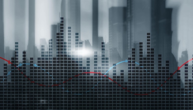 Tło biznesowe Universal Dark Finance Diagramy na tle biura miasta