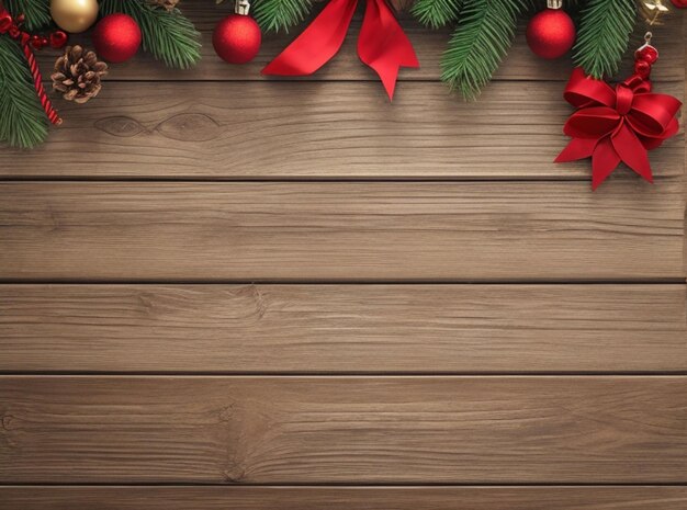 Tło Bożego Narodzenia z drewnianymi deskami