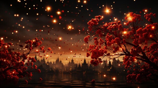 Tło chińskiego nowego roku ze złotymi fajerwerkami