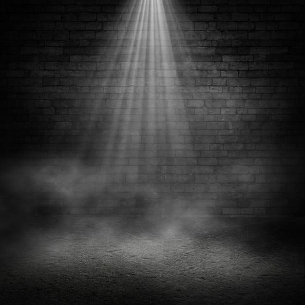 Tło Czarne ściany Wewnętrzne Grunge Z Zadymionej Atmosfery I światła Reflektorów