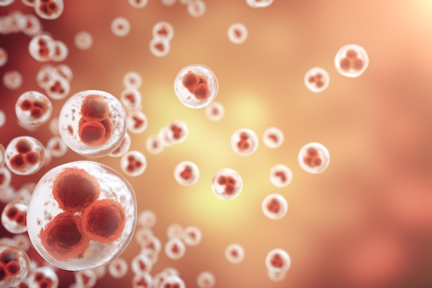 Tło czerwone komórki. Życie i biologia, medycyna naukowa, badania molekularne DNA. renderowania 3D.