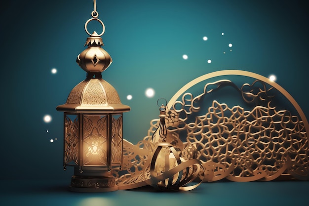 Tło dekoracji islamu z pięknym meczetem w stylu kreskówki ramadan kareem mawlid iftar isra miraj eid al fitr adha muharram kopia przestrzeń tekst obszar ilustracja 3D