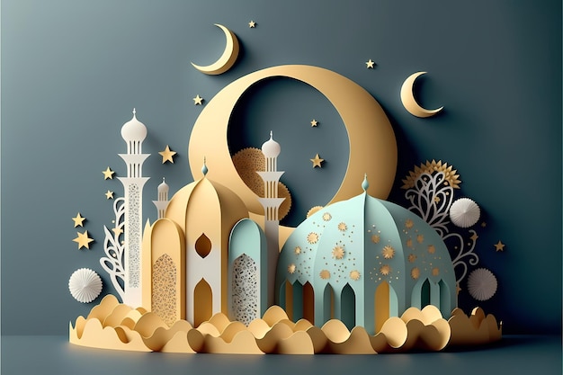 Tło dekoracji Ramadan, renderowania 3D