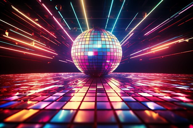 Tło Disco Fever Room Disco Ball Dance Floor Płyta winylowa Retro for Content Creator Stream