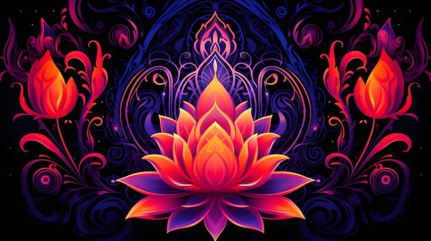 Tło Diwali Kwiat lotosu lampa diya hinduski festiwal indyjski tapeta