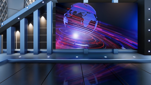 Tło dla programów telewizyjnych TV na Wall3D Virtual News Studio Background Rendering 3d