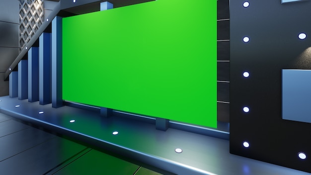 Tło dla programów telewizyjnych TV na Wall3D Virtual News Studio Background Rendering 3d