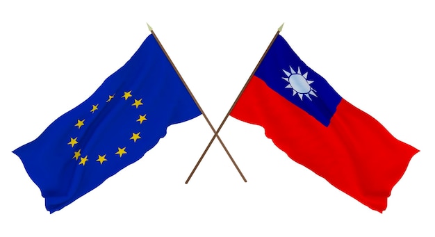 Tło dla projektantów ilustratorów Flagi narodowe z okazji Dnia Niepodległości Unia Europejska i Tajwan