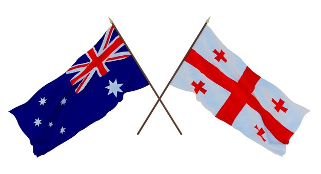 Tło dla projektantów ilustratorów Narodowe Flagi Dnia Niepodległości Australii i Gruzji