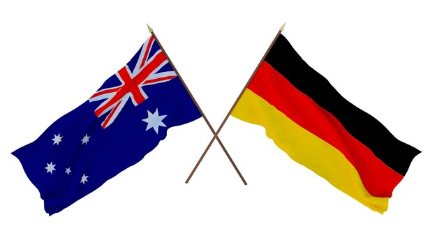 Tło dla projektantów ilustratorów Narodowe Flagi Dnia Niepodległości Australii i Niemiec