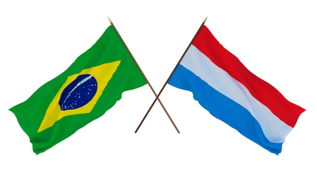 Tło dla projektantów ilustratorów Narodowe Flagi Dnia Niepodległości Brazylia i Luksemburg