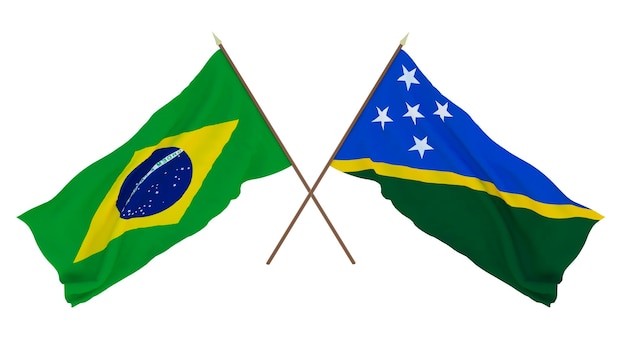 Tło dla projektantów ilustratorów Narodowe Flagi Dnia Niepodległości Brazylia i Wyspy Salomona