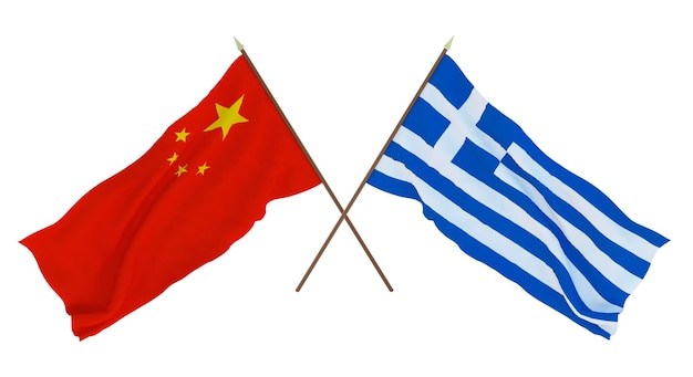 Tło dla projektantów ilustratorów Narodowe Flagi Dnia Niepodległości Chin i Grecji