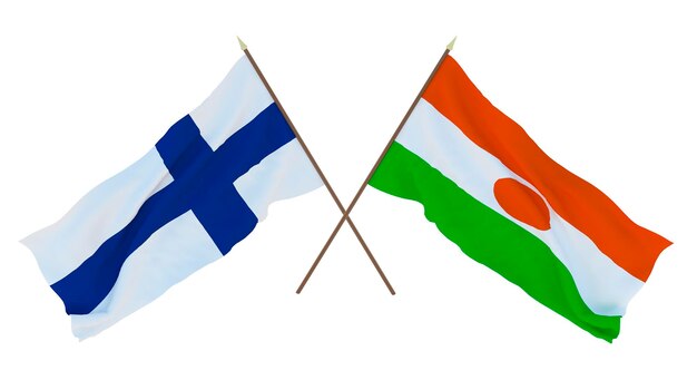 Tło dla projektantów ilustratorów Narodowe Flagi Dnia Niepodległości Finlandia i Niger