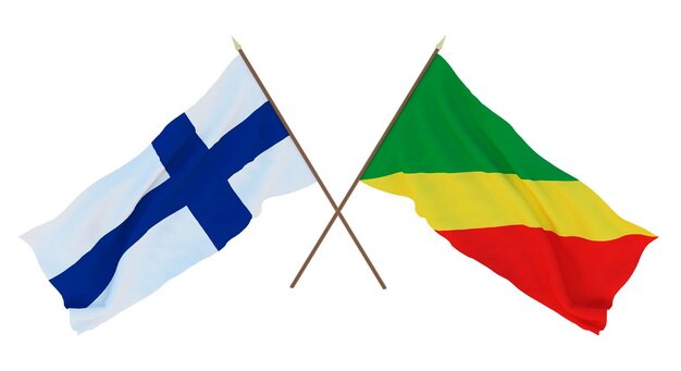 Tło dla projektantów ilustratorów Narodowe Flagi Dnia Niepodległości Finlandii i Kongo Brazzaville