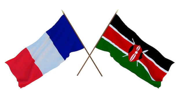 Tło dla projektantów ilustratorów Narodowe Flagi Dnia Niepodległości Francja i Kenia