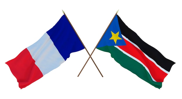 Tło dla projektantów ilustratorów Narodowe Flagi Dnia Niepodległości Francja i Sudan Południowy