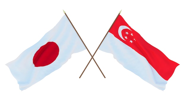 Tło dla projektantów ilustratorów Narodowe Flagi Dnia Niepodległości Japonii i Singapuru