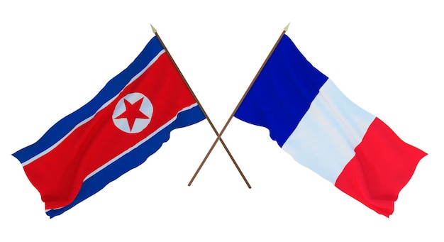 Tło dla projektantów ilustratorów Narodowe Flagi Dnia Niepodległości Korea Północna i wyspa Clipperton
