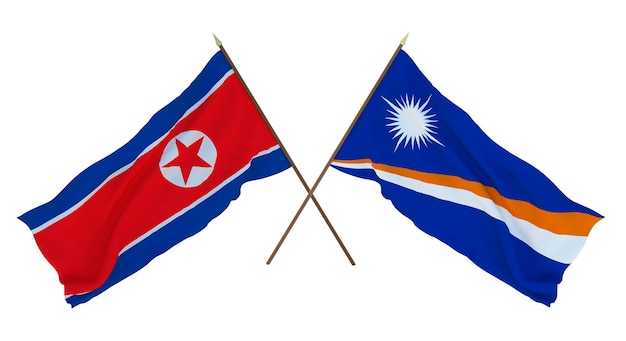Tło dla projektantów ilustratorów Narodowe Flagi Dnia Niepodległości Korea Północna i Wyspy Marshalla