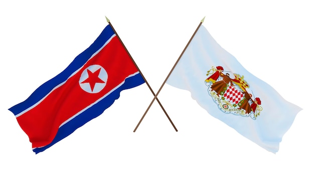 Tło dla projektantów ilustratorów Narodowe Flagi Dnia Niepodległości Korei Północnej i Monako