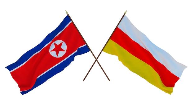 Tło dla projektantów ilustratorów Narodowe Flagi Dnia Niepodległości Korei Północnej i Osetii Południowej