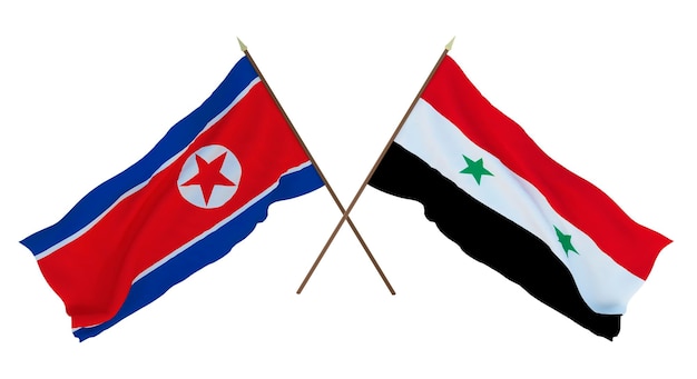 Tło dla projektantów ilustratorów Narodowe Flagi Dnia Niepodległości Korei Północnej i Syrii