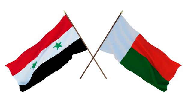 Tło dla projektantów ilustratorów Narodowe Flagi Dnia Niepodległości Syrii i Madagaskaru